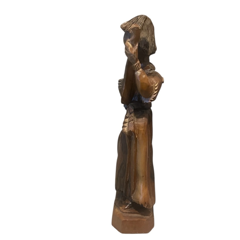 Vintage Hand Carved Wooden Musician Figurine Folk Art Sculpture 9.5" Tall - Picture 7 of 9